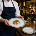 Plates Blue 229mm White China for Professional Use (Pack of 12)