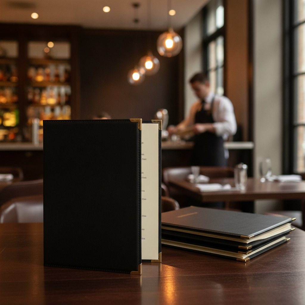 Leatherette A4 Cover in Black for Cafés & Gastropubs