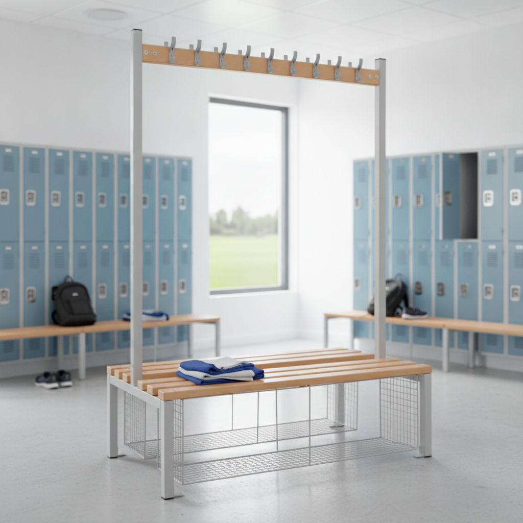 Powder Coated Steel Double-sided Island Seating for Schools & Gyms