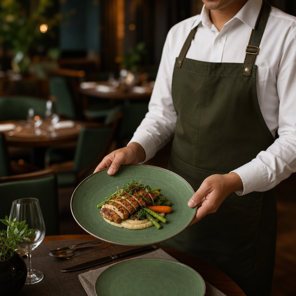 Sorrell Coupe Plates 260mm Green Vitrified Ceramic for Hospitality Use (Pack of 12)