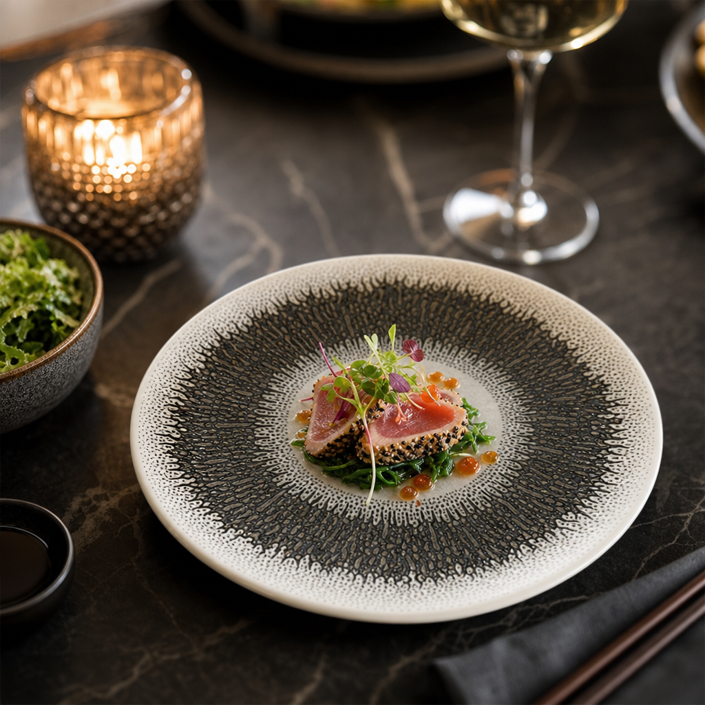 Coupe Plates 165mm Black Vitrified Ceramic for Hospitality Use (Pack of 12)
