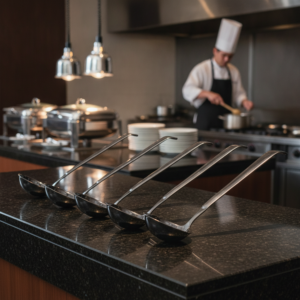 18/10 Stainless Steel Large Gravy Ladle for Buffets (Pack of 6)