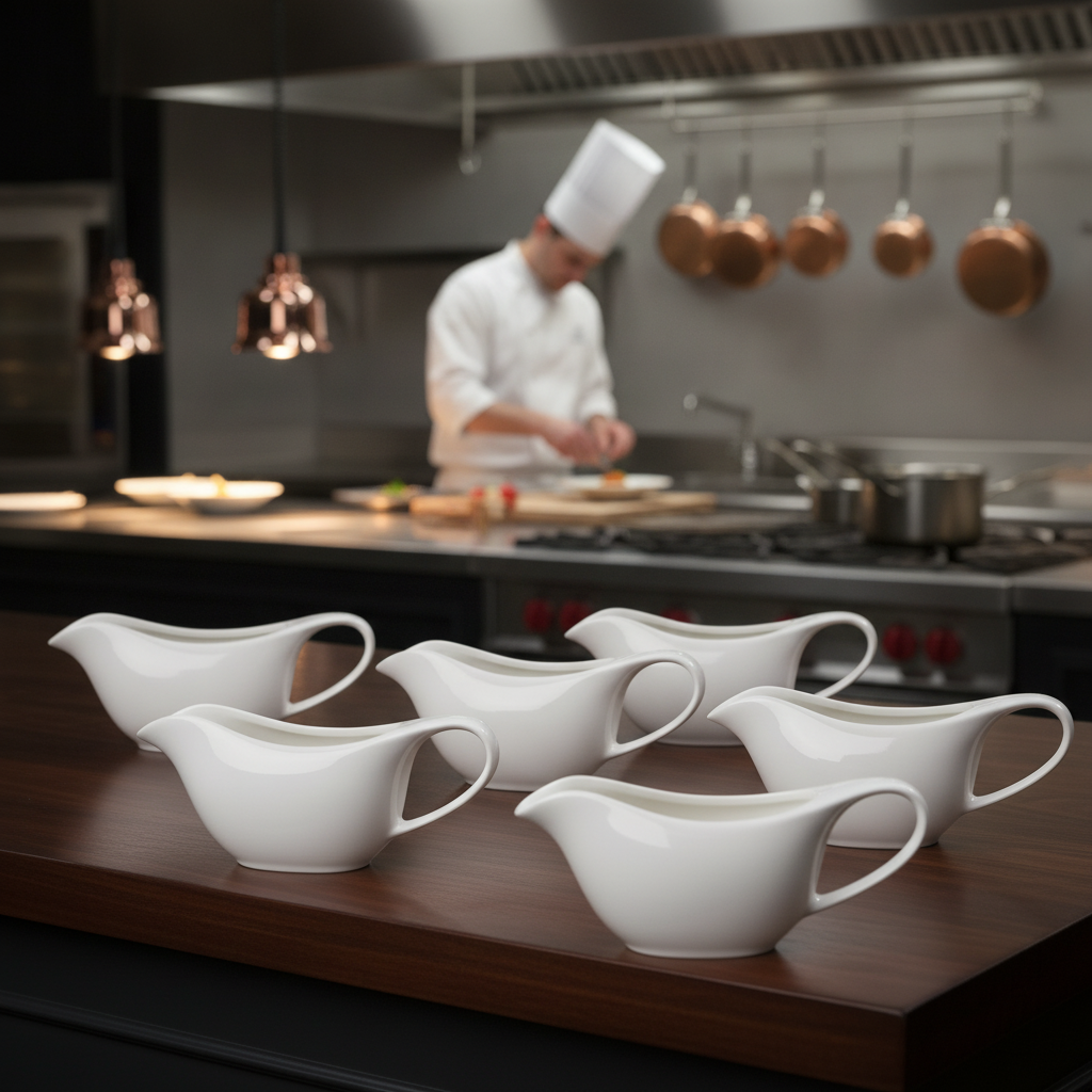 Alumina-Enriched Porcelain Sauce Boats 95ml for Restaurants (Pack of 6)
