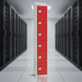 Powder Coated Steel Six Door Lockers Red for High-Security Areas