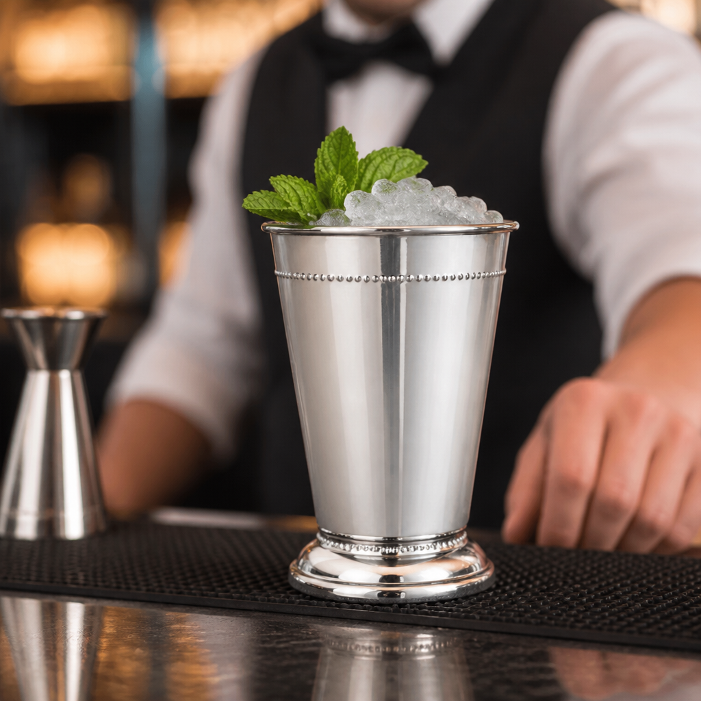 Stainless Steel Beaded Julep Cup 370ml for Stylish Bars