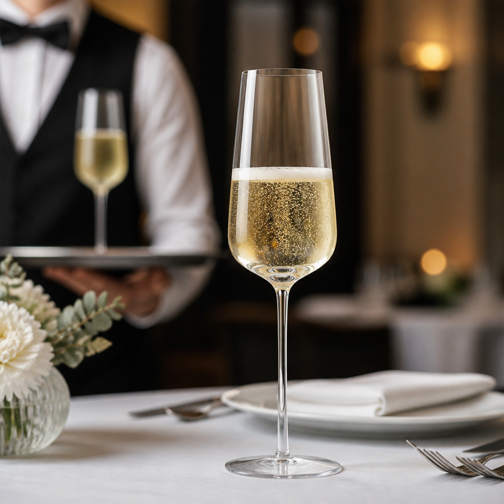 Crystal Glass Champagne Flutes 348ml for Celebrations (Pack of 6)