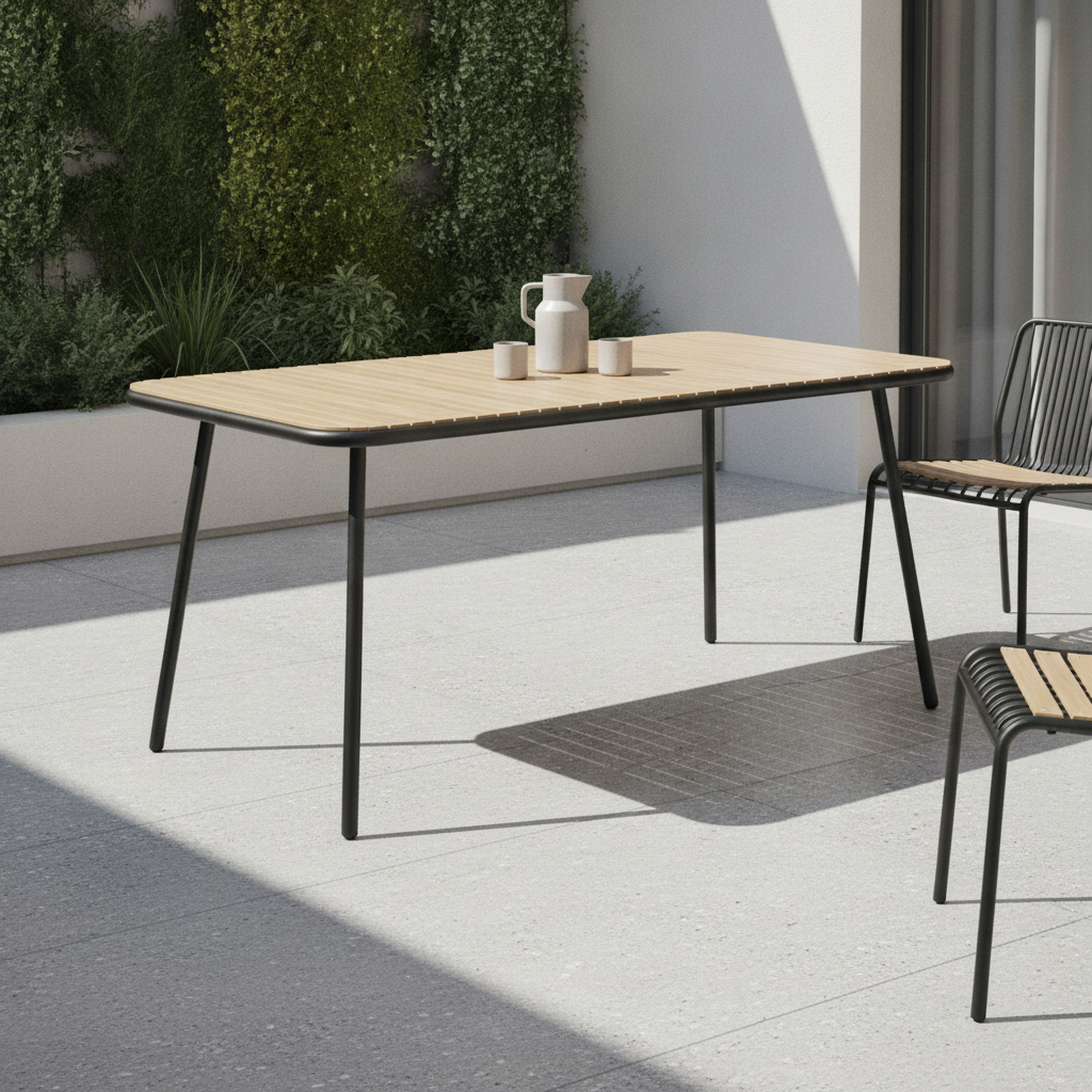Powder Coated Steel Rectangular Dining Table 755mm for Indoor & Outdoor Use