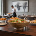 Wood Footed Bowl 280mm for Buffet Service