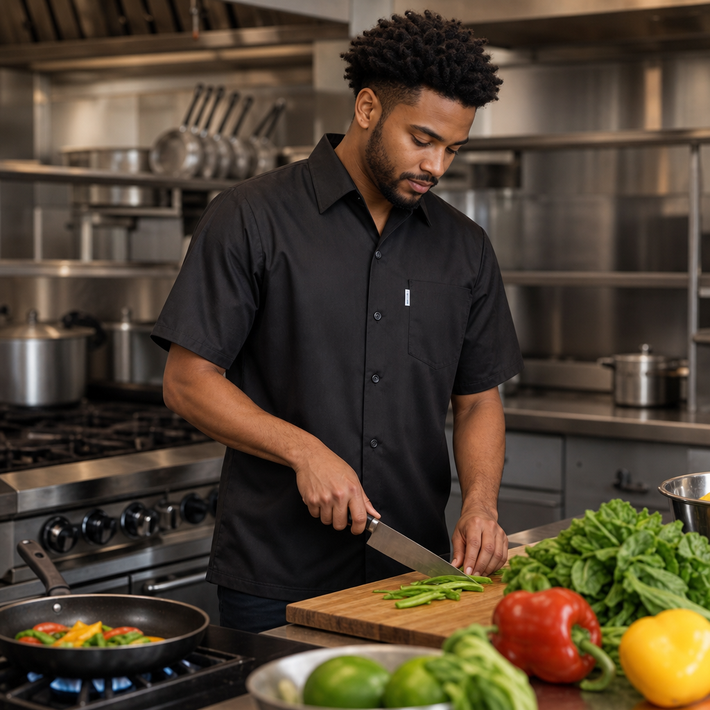 Unisex Cool Vent Chefs Shirt in Black for Busy Kitchens