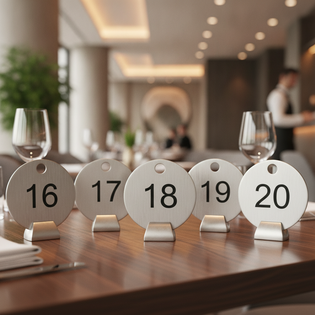 Stainless Steel Table Numbers 16-20 30x30mm for Restaurants