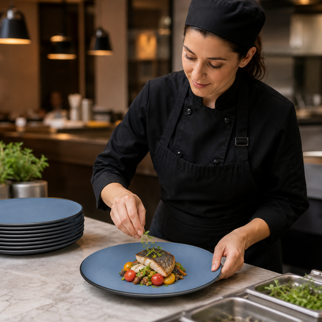 Durable Round Plates 229mm Melamine for Foodservice (Pack of 24)