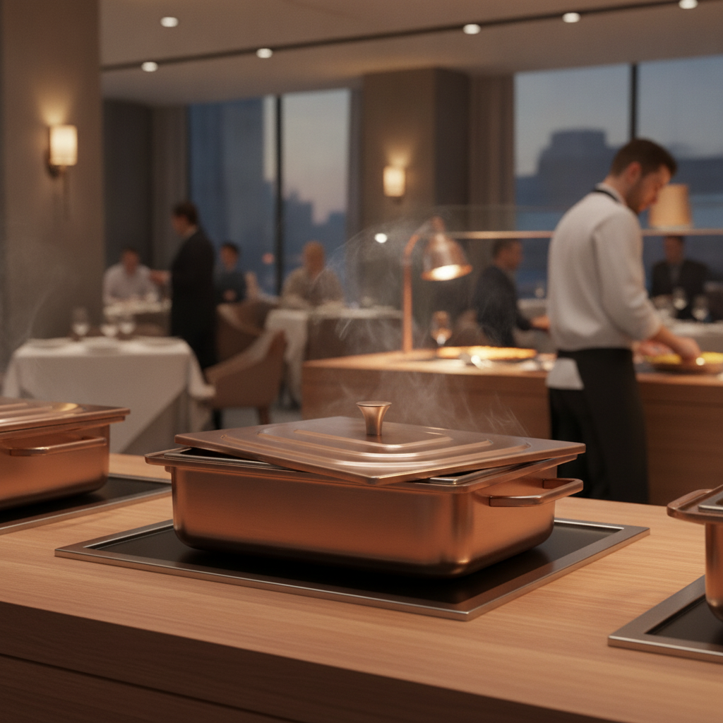 Stainless Steel Brushed Bronze Rectangle Chafer 3.8L for Buffets