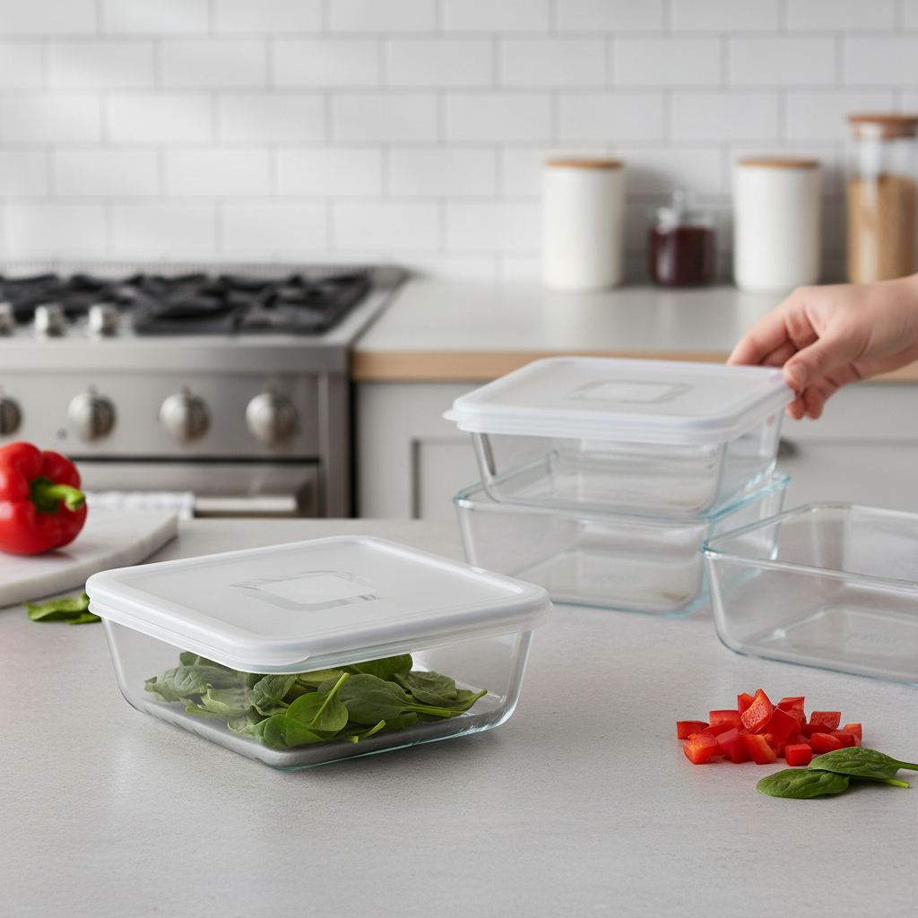Glass Square Dish with Lid 2L for Food Storage