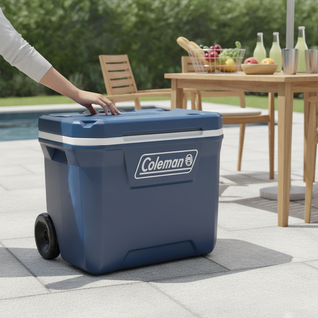 Polyurethane Wheeled Food and Drinks Cooler 47L for Outdoor Use