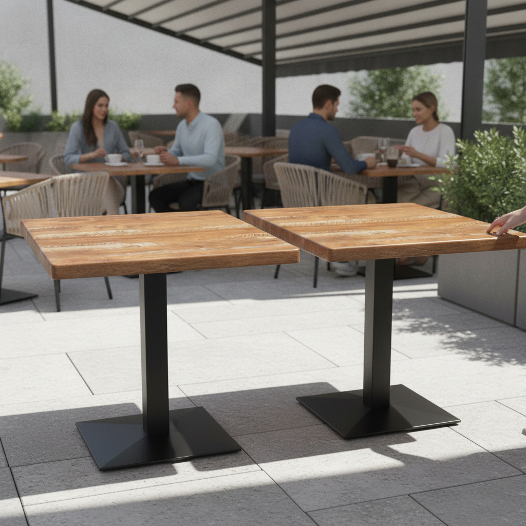 Planked Oak Square Table Top 700x700mm for Indoor & Outdoor Dining (Pack of 2)