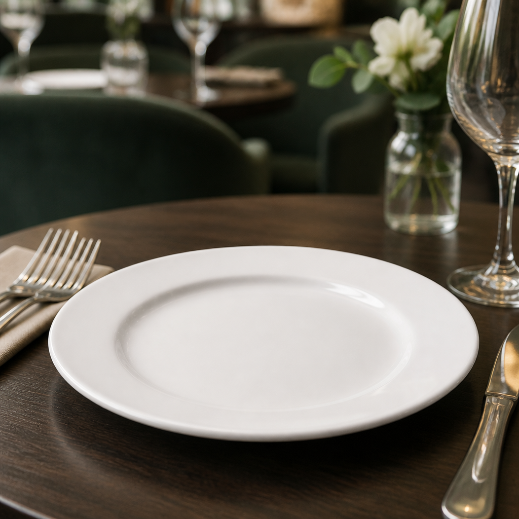 Wide Rimmed Plates 165mm Porcelain for Catering Environments (Pack of 12)