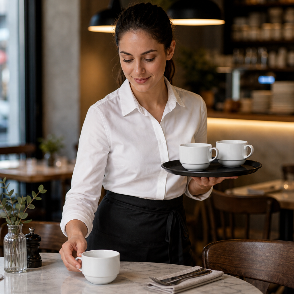 Porcelain Stacking Coffee Cups 207ml for Cafés & Restaurants (Pack of 36)
