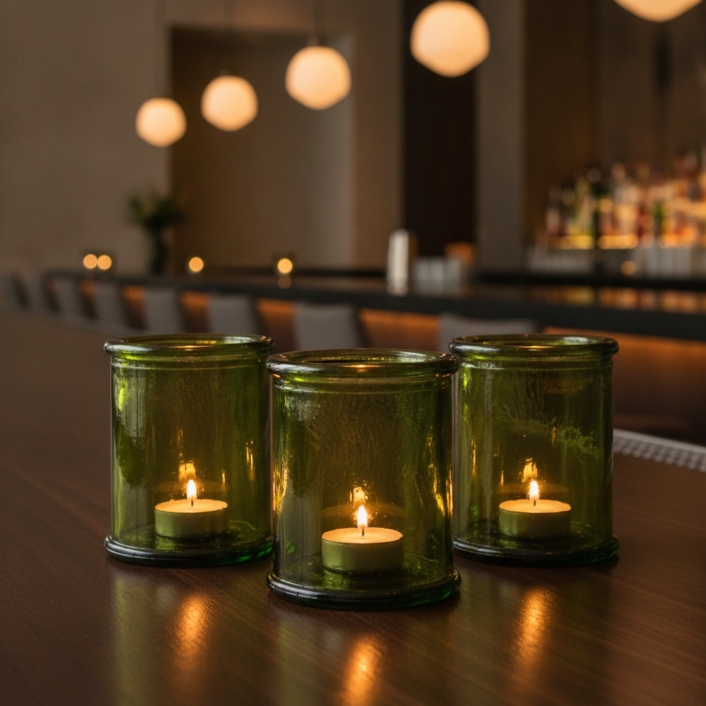 Recycled Glass Candleholders 80mm for Restaurants & Bars