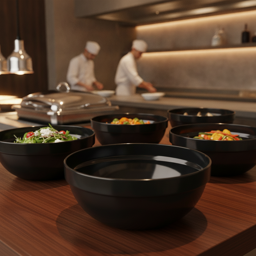 Recycled PET Black Bowl 2.5L for Buffet & Table Settings