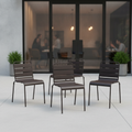 Powder Coated Steel Black Slatted Side Chairs 830x470mm for Cafés (Pack of 4)