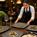 Deep Square Plates Grey Vitrified Ceramic for Dining Experiences (Pack of 6)