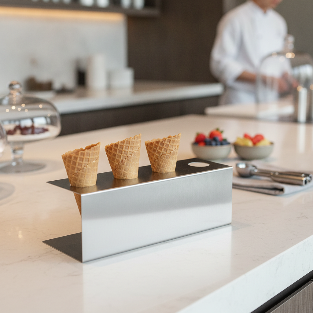 Stainless Steel Ice Cream Cone Holder for Serving and Display