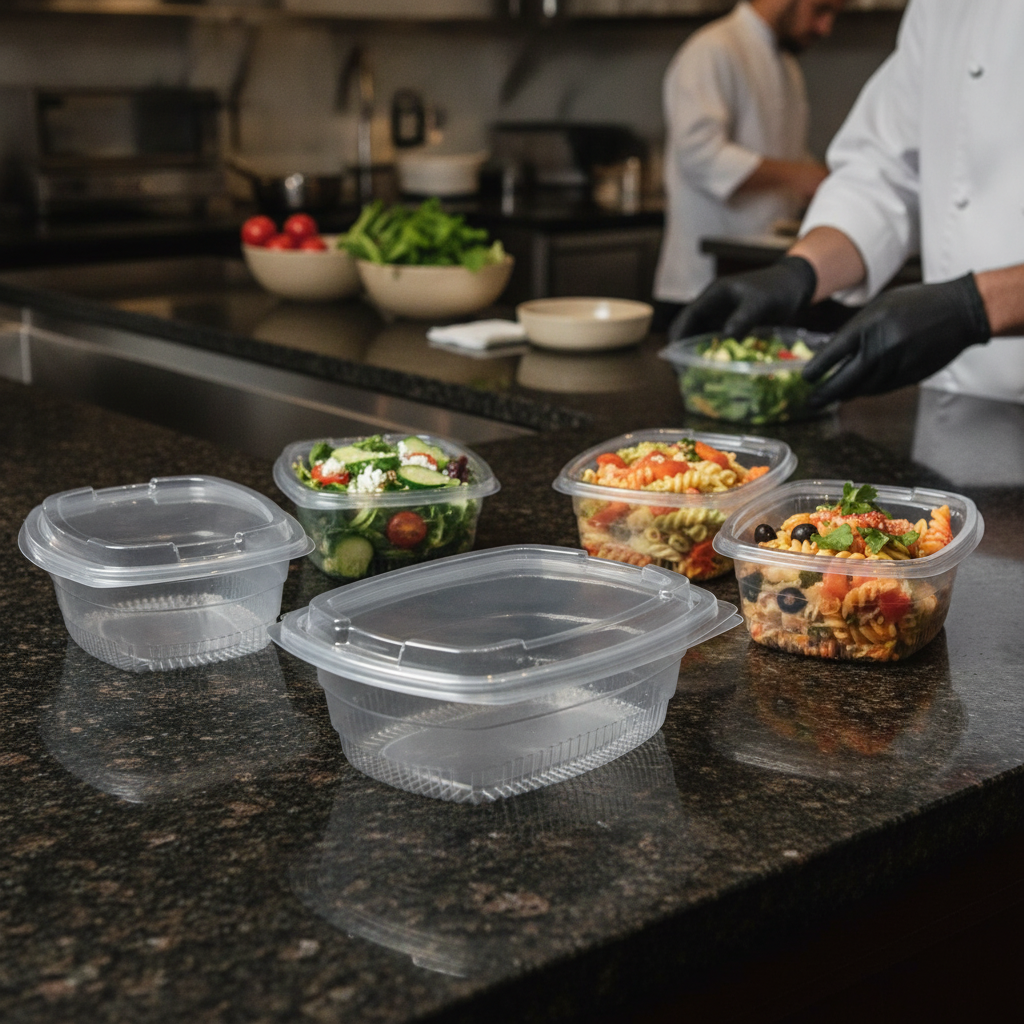Clear rPET Deli Containers 500ml for Serving Salads & Pasta (Pack of 500)