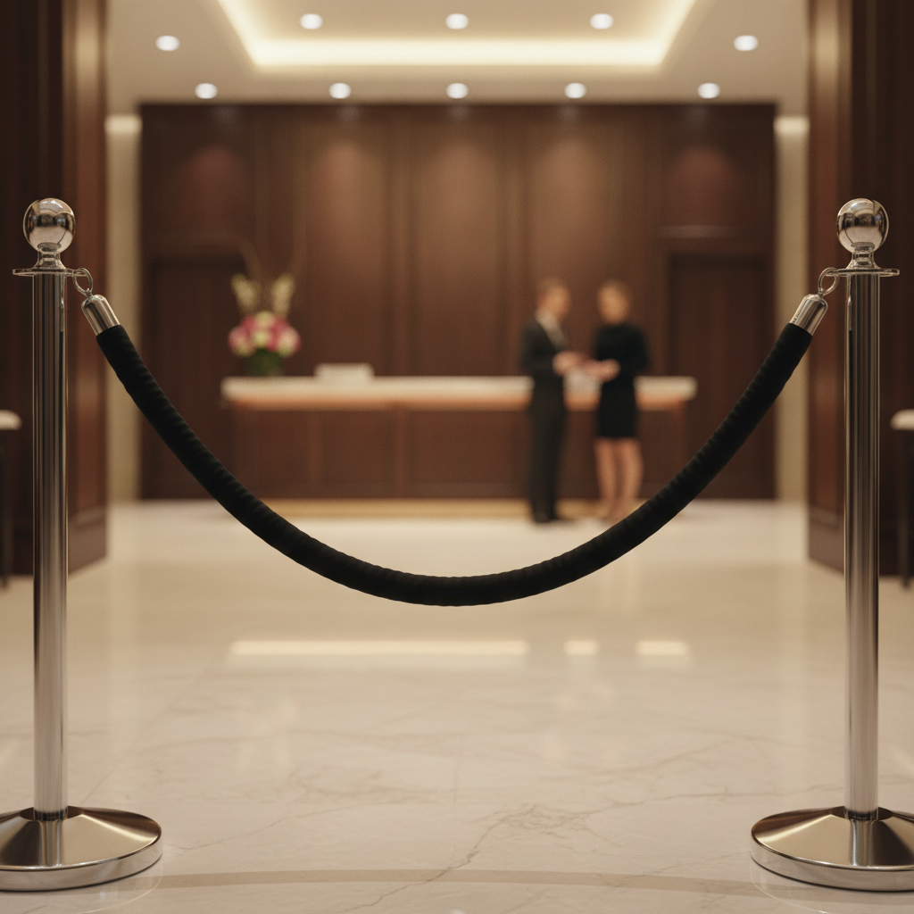 Stainless Steel Black Rope Barrier 2.5m for Hospitality Venues