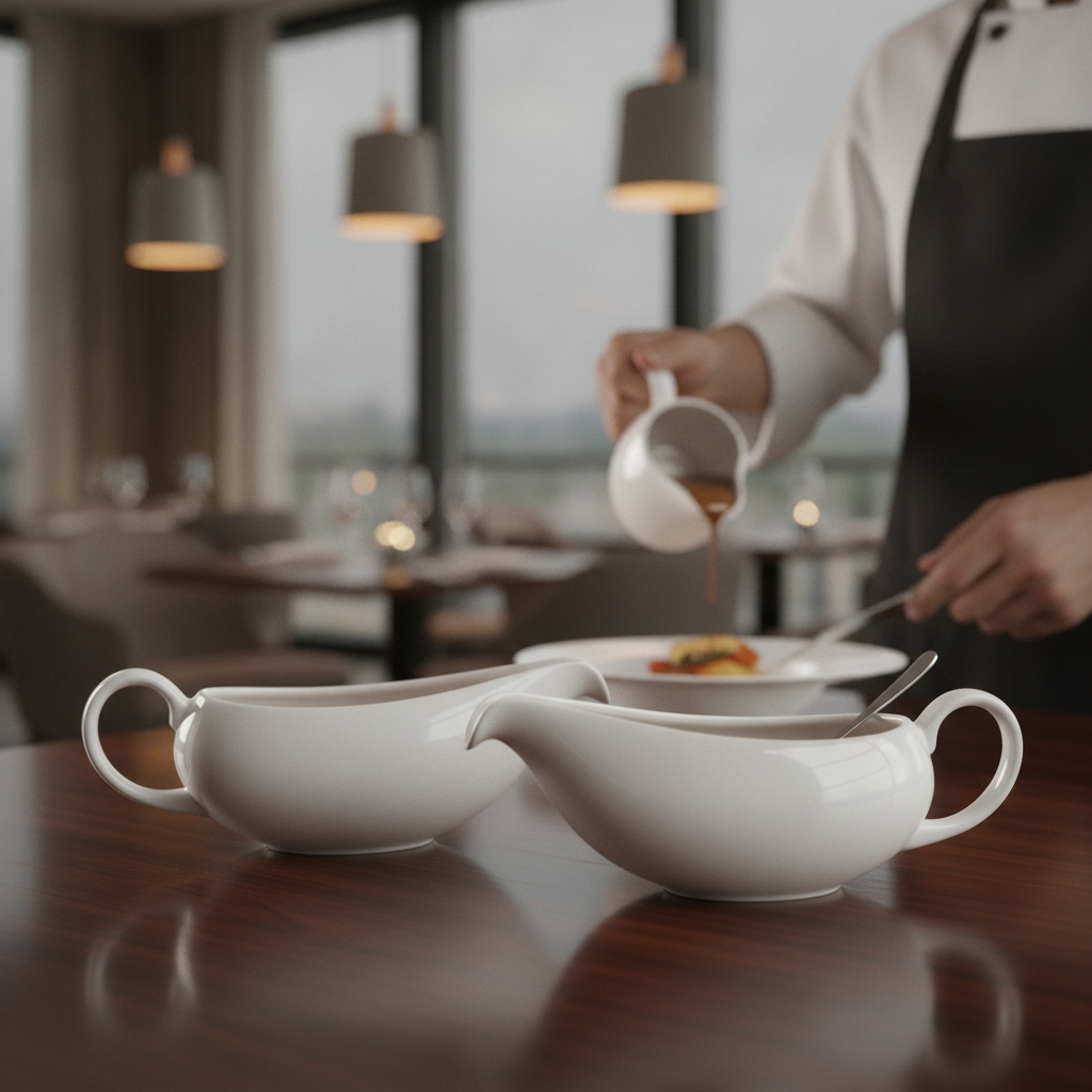 Porcelain Gravy Boat 380ml for Gastro Pubs & Restaurants (Pack of 2)
