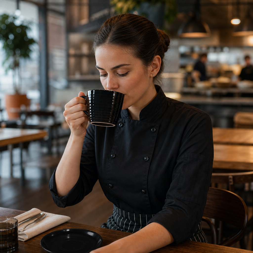 Snug Mugs 341ml Black Stoneware for Bistros & Cafés (Pack of 6)