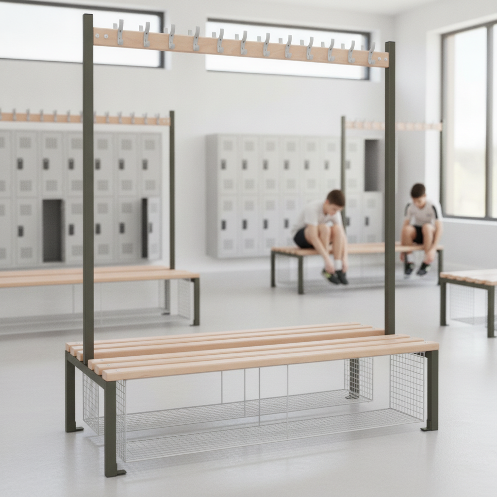Powder Coated Steel Double-sided Island Seating for Schools & Gyms