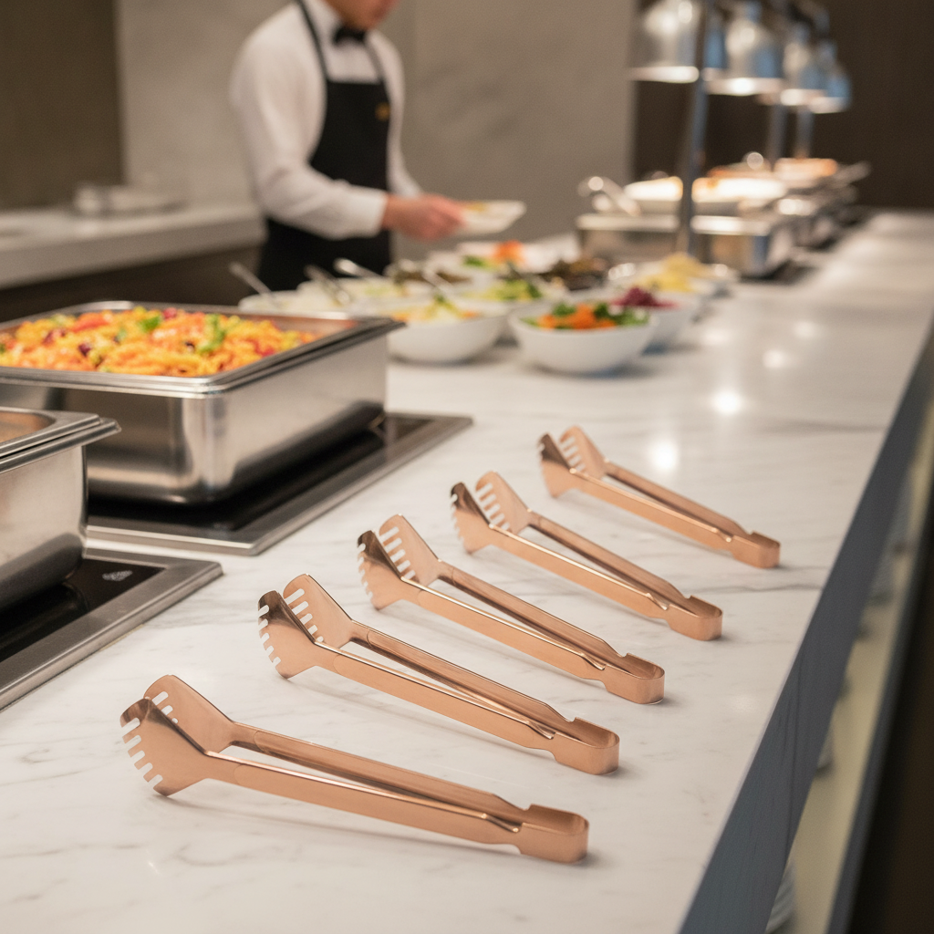 18/10 Stainless Steel Buffet Serving Tongs for Catering (Pack of 6)