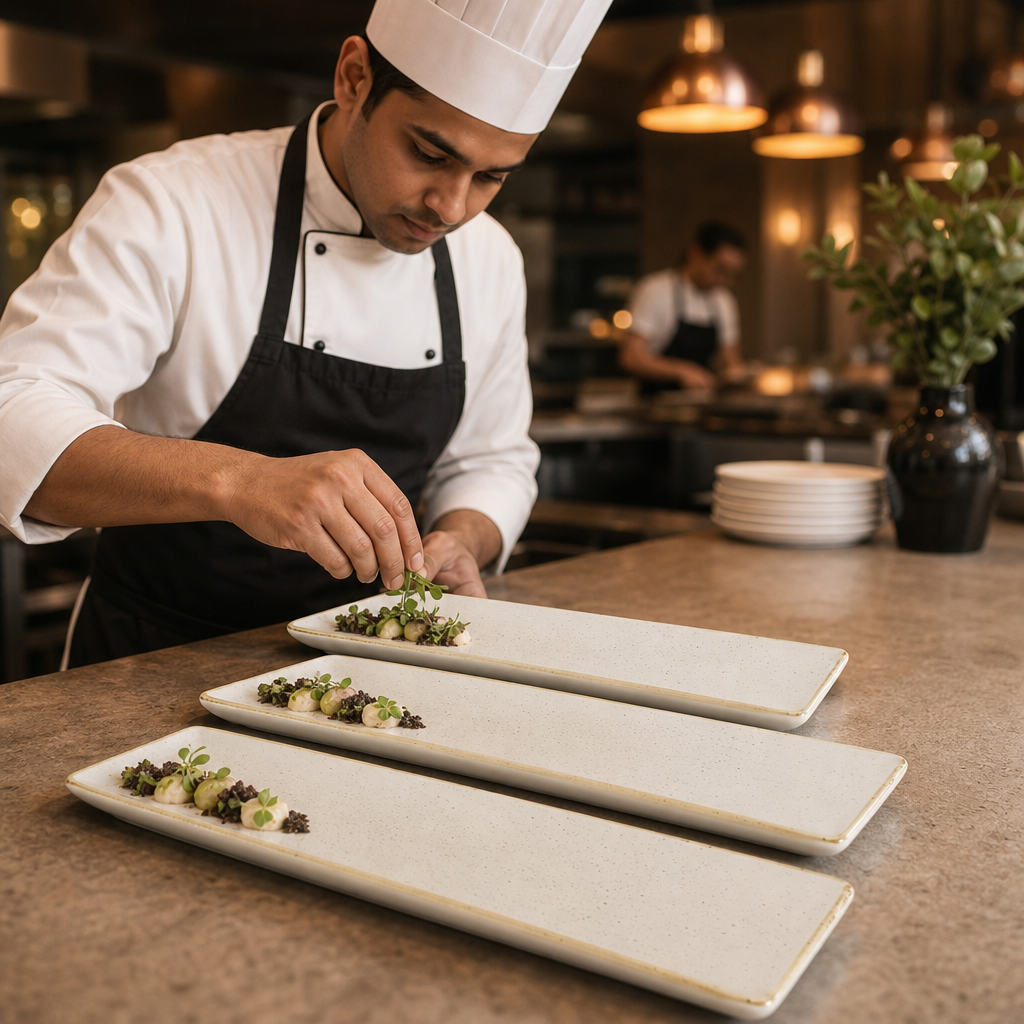 Oblong Plates x 300 90mm Vitrified Ceramic for Dining (Pack of 6)