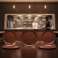 Laminate Round Canteen Tray 380mm Walnut for Dining Spaces (Pack of 24)