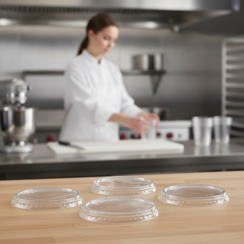 Clear rPET Flat Lids for Deli Cups 8oz, 12oz & 16oz for Takeaway (Pack of 300)