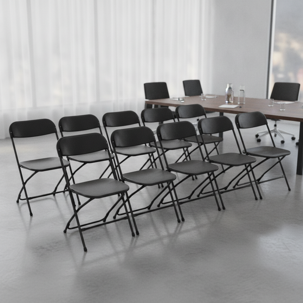 Polypropylene Folding Chairs Black 800x440mm for Events (Pack of 10)