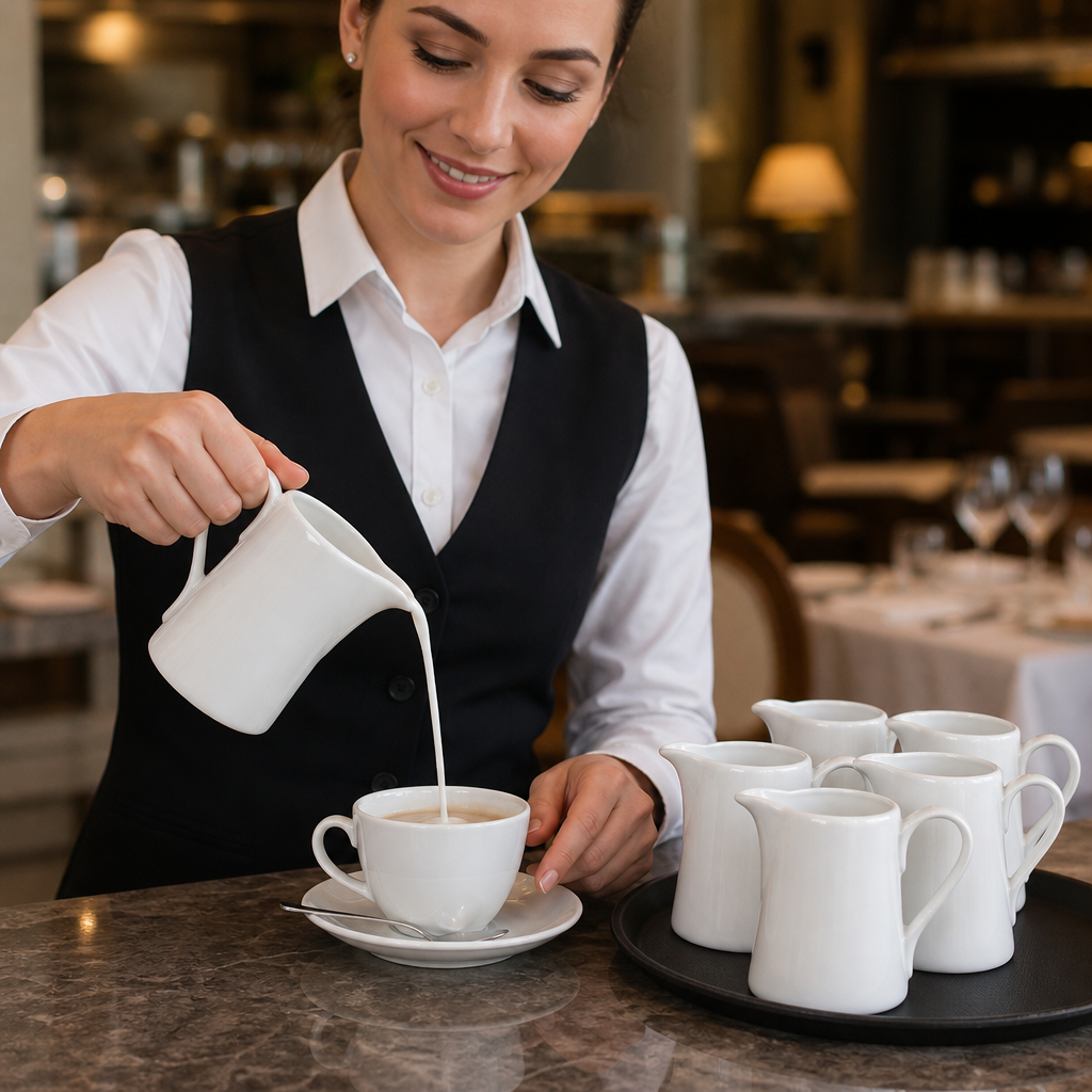 Alumina-Enriched Porcelain Milk Jugs 150ml for Restaurants (Pack of 6)