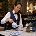 Tea Bone China for One Saucers with Exotic Blue Design (Pack of 12)