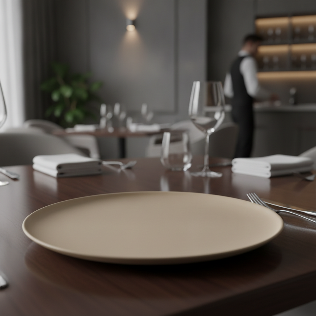 Porcelain Plate 320mm in Matt Sand for Serving Dishes