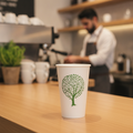 Compostable White Hot Cups 16oz for Takeaway Beverages (Pack of 1000)