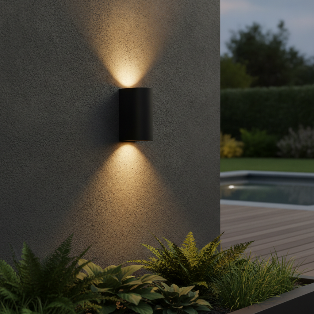 Aluminium Outdoor Wall Light in Black for Patios & Gardens