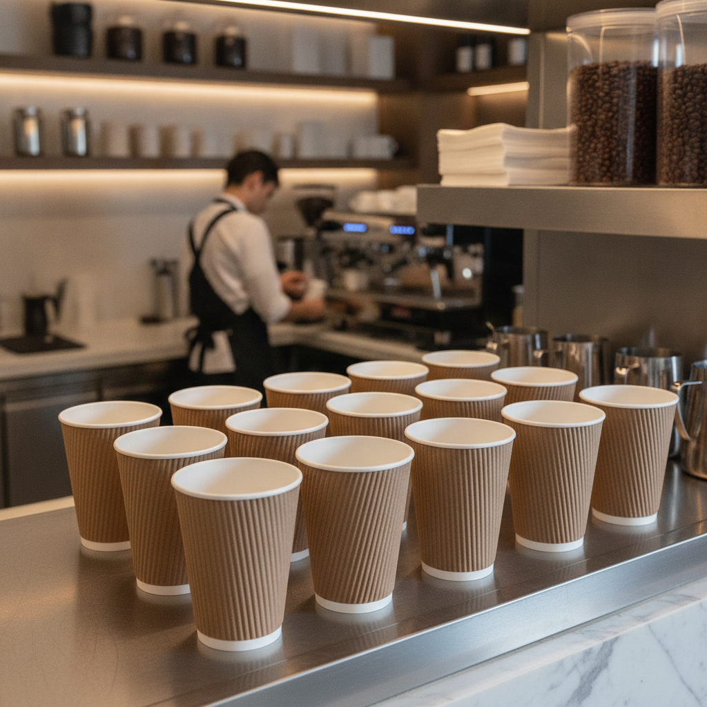 Cardboard Ripple Wall Coffee Cups 340ml for Hot Drinks (Pack of 500)