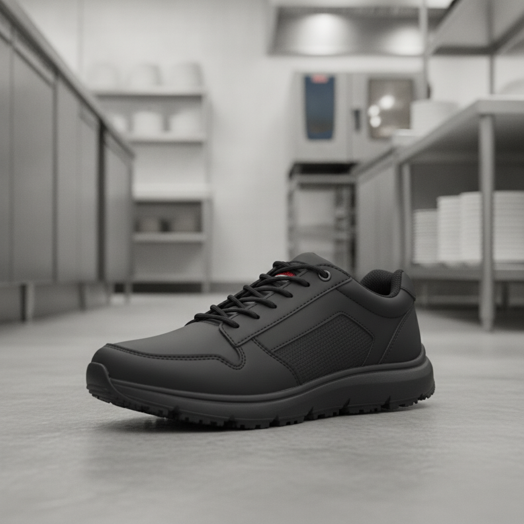 Recycled Microfibre Black Trainers for Professional Use