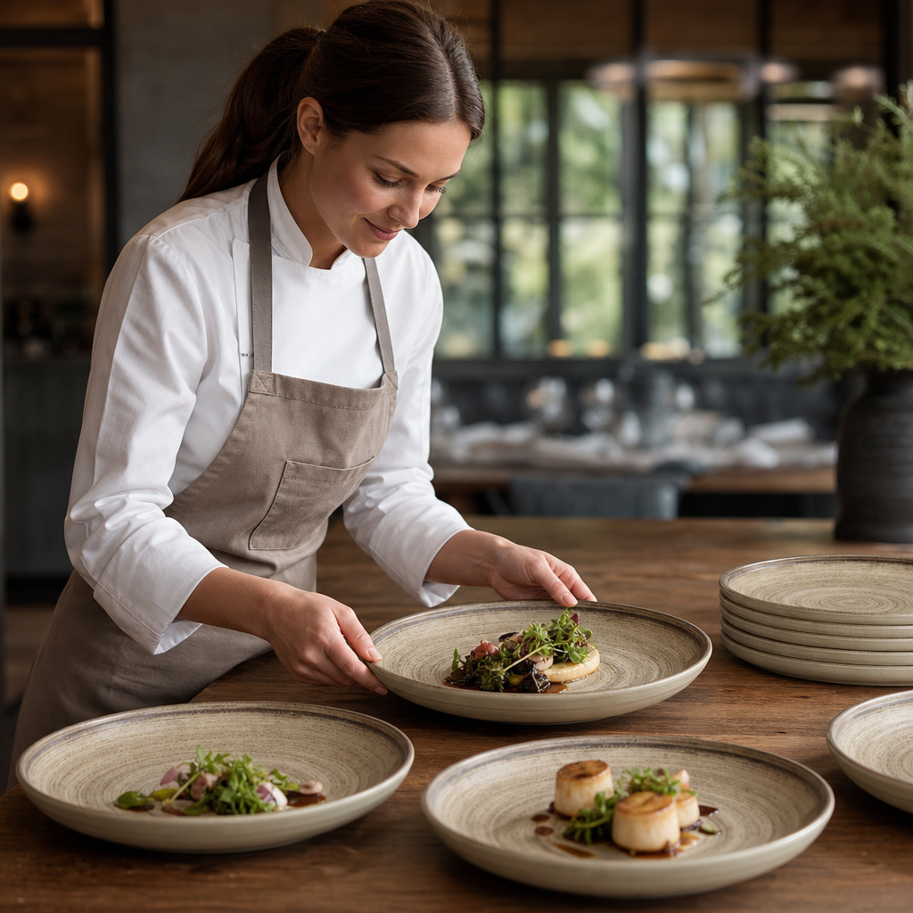 Walled Plates Taupe Porcelain for Stylish Dining (Pack of 6)
