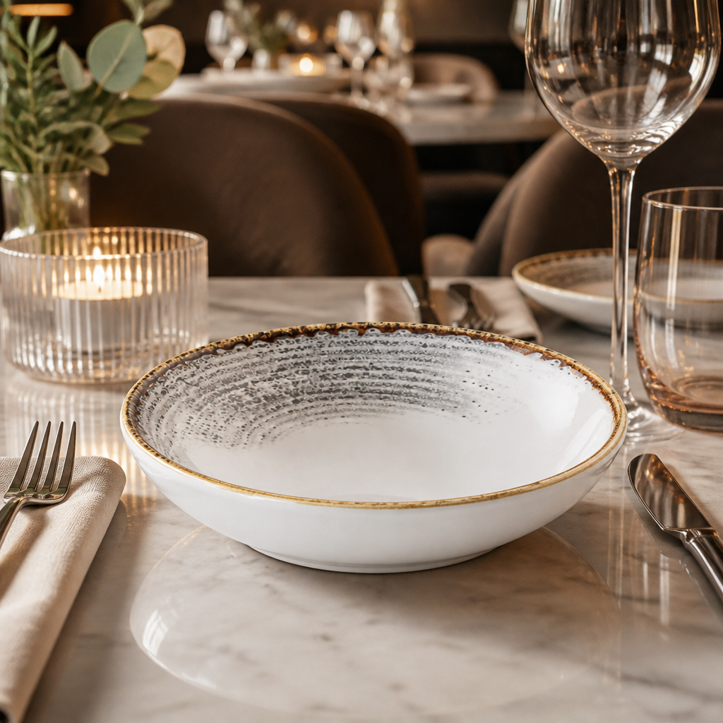 Jasper Coupe Bowls in White & Grey for Elegant Dining