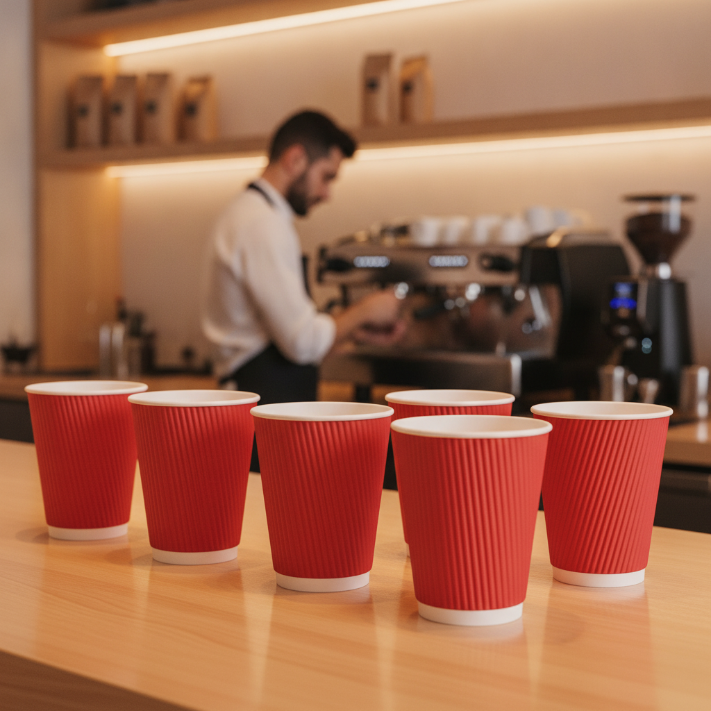 Cardboard Red Coffee Cups 340ml for Takeaway Services (Pack of 500)