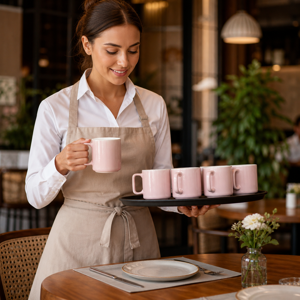 Mugs 340ml Porcelain for Stylish Table Settings (Pack of 6)