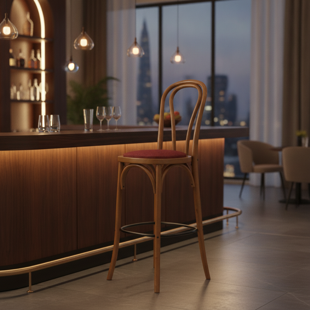 Rubber Wood Hoop Back Bar Chair 10kg for Restaurants & Bars