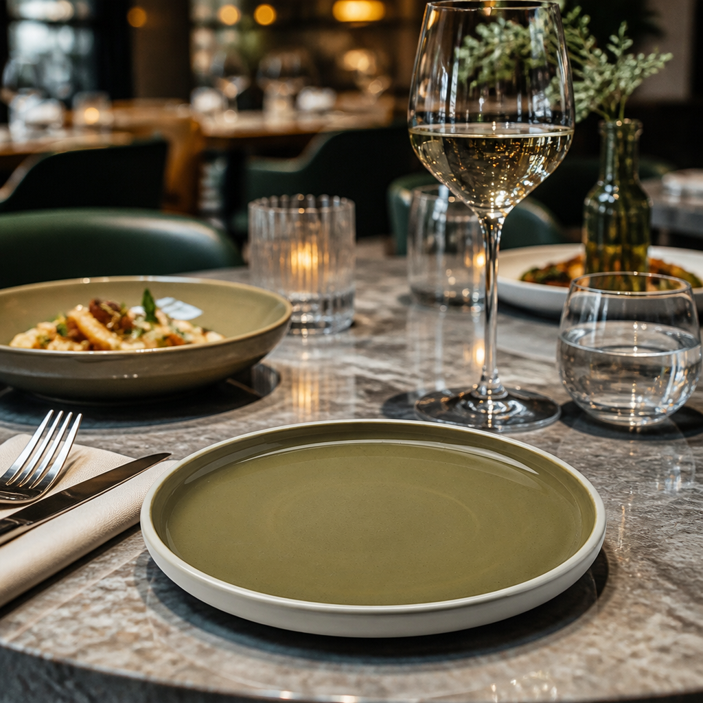 Olive Stack Plates 165mm Vitrified Ceramic for Casual Dining (Pack of 12)