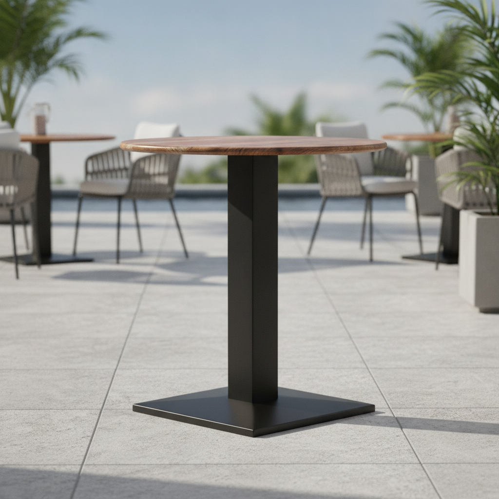Planked Oak Round Dining Table 600mm for Indoor & Outdoor Use